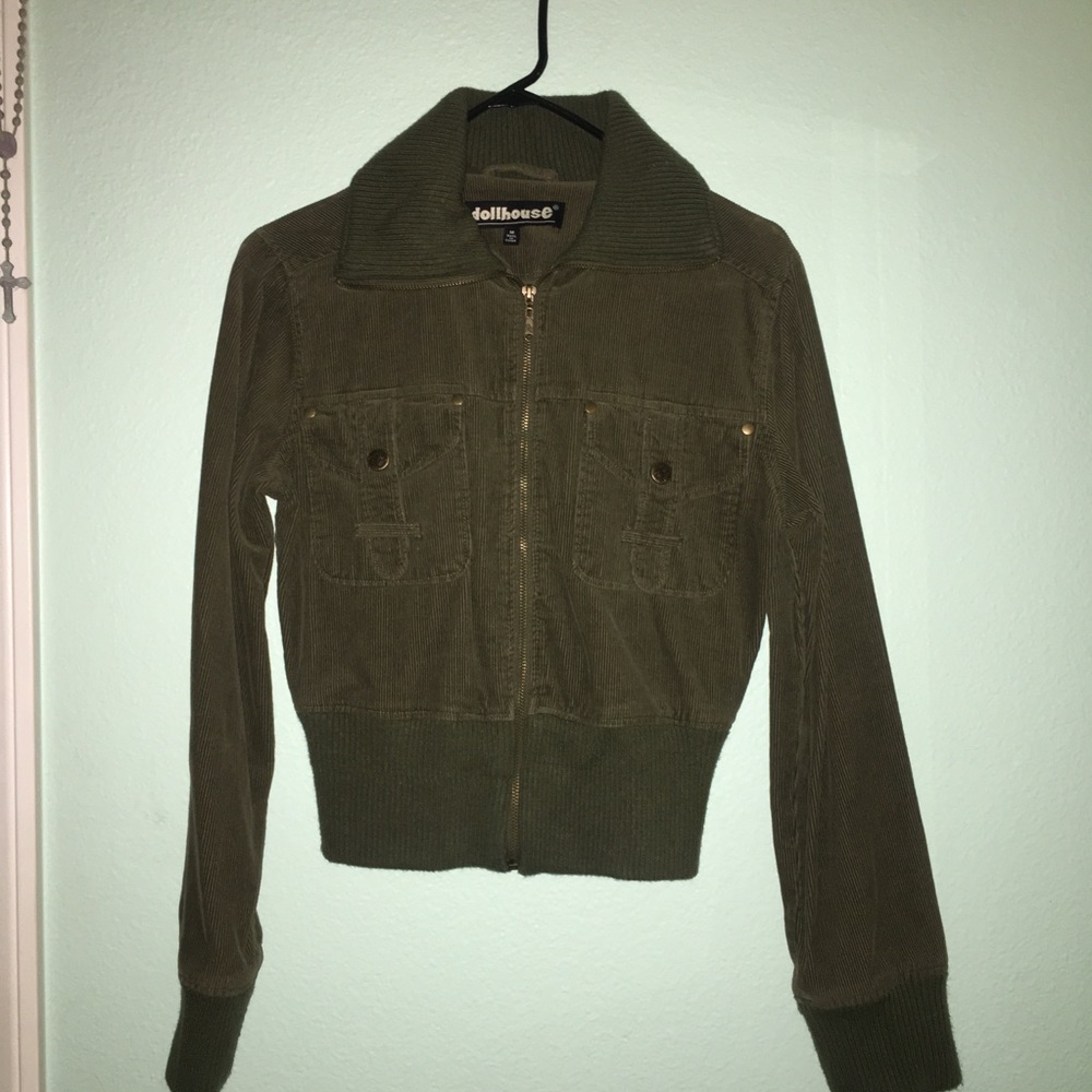 70s inspired military green bomber jacket
